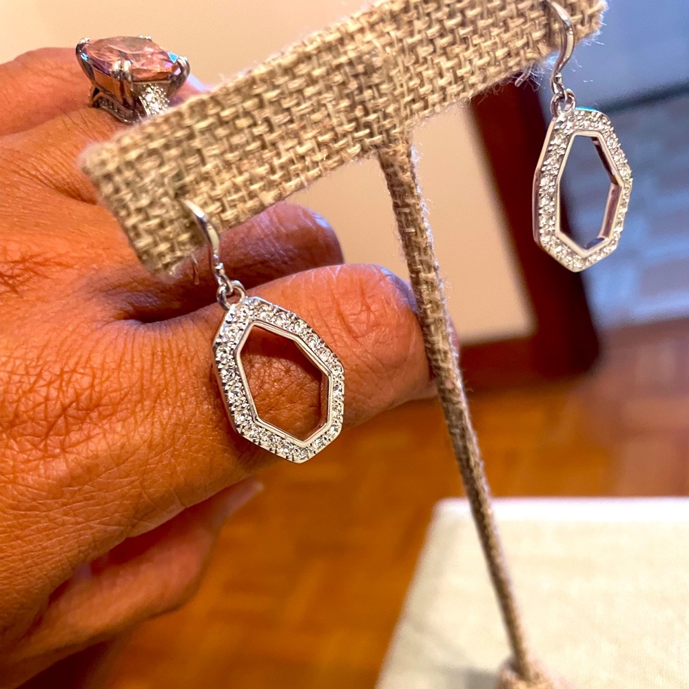 Frame Earrings w/Rhodium Plating